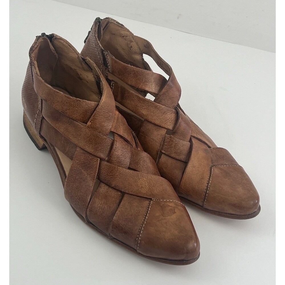 Bed Stu Brittany Brown Woven Leather Shoe Sandals Boho Artisan Womens Size 6.5